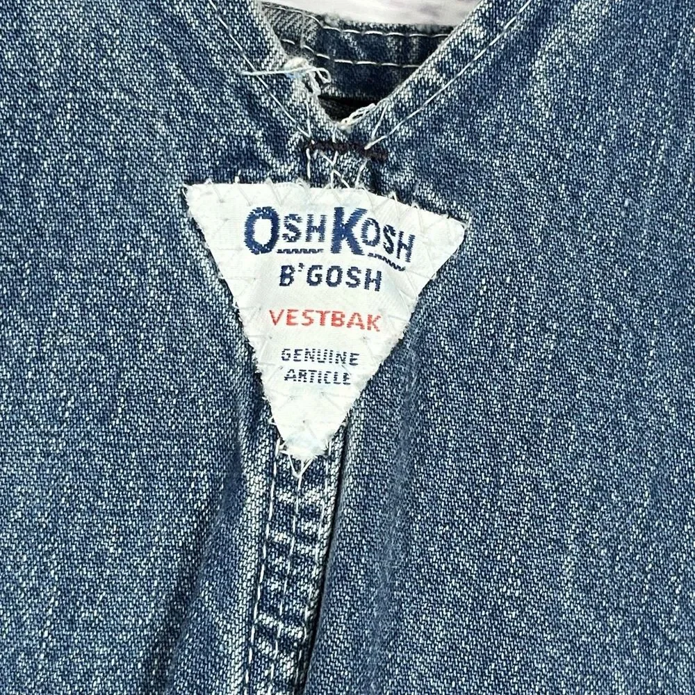 VTG 90’s OshKosh B'gosh Vestbak Blue Denim Cotton Bib Overalls Kids Unisex 3T